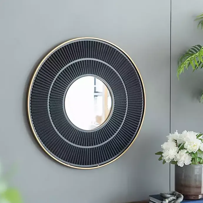 Sale Kirklands Home and Gold Double Ribbed Wall Mirror Black