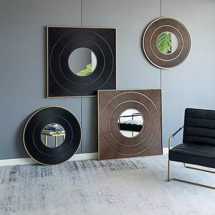 Sale Kirklands Home and Gold Double Ribbed Wall Mirror Black