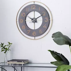 Hot Kirklands Home Black and Gold Open Frame Axis Clock