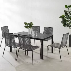 Sale Kirklands Home Black and Gray Rope 7-pc. Outdoor Dining Set