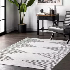 Sale Kirklands Home Black and Ivory Diamond Washable Runner