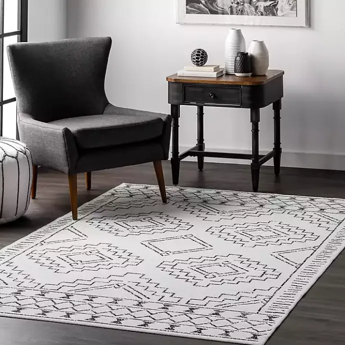 Clearance Kirklands Home Black and Ivory Moroccan Washable Runner