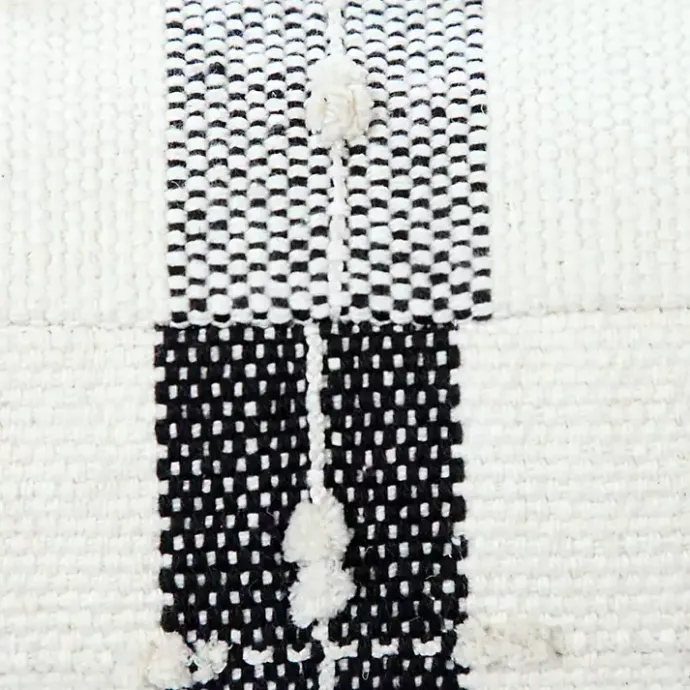 Outlet Kirklands Home Black and Ivory Textured Plaid Pouf