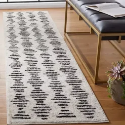 Sale Kirklands Home Black and Ivory Tulum Geometric Runner, 2x8