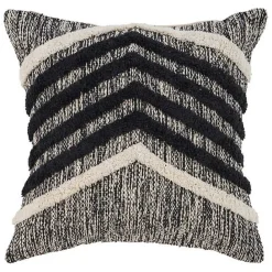 Kirklands Home Black and Metallic Fringe Textured Pillow
