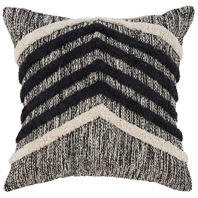Kirklands Home Black and Metallic Fringe Textured Pillow
