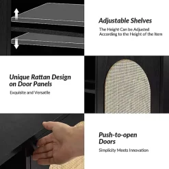 Outlet Kirklands Home and Natural Rattan Media Cabinet Black