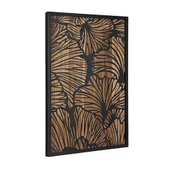 Outlet Kirklands Home Black and Natural Wood Botanical Wall Plaque