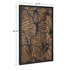 Outlet Kirklands Home Black and Natural Wood Botanical Wall Plaque