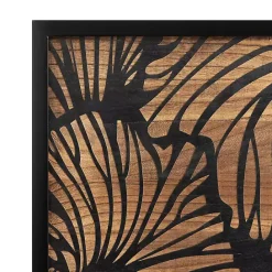 Outlet Kirklands Home Black and Natural Wood Botanical Wall Plaque