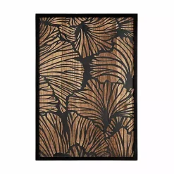 Outlet Kirklands Home Black and Natural Wood Botanical Wall Plaque