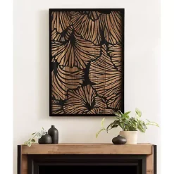 Outlet Kirklands Home Black and Natural Wood Botanical Wall Plaque