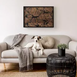 Outlet Kirklands Home Black and Natural Wood Botanical Wall Plaque