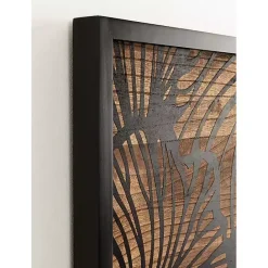 Outlet Kirklands Home Black and Natural Wood Botanical Wall Plaque