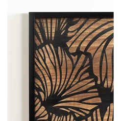 Outlet Kirklands Home Black and Natural Wood Botanical Wall Plaque