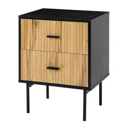 Clearance Kirklands Home Black and Natural Wood 2-Drawer Nightstand