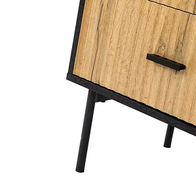 Clearance Kirklands Home Black and Natural Wood 2-Drawer Nightstand