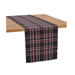Hot Kirklands Home and Red Plaid Table Runner Black
