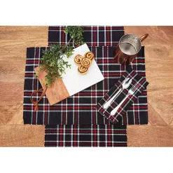 Hot Kirklands Home and Red Plaid Table Runner Black