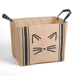 Outlet Kirklands Home Black and Cat Jute Storage Bin Tan