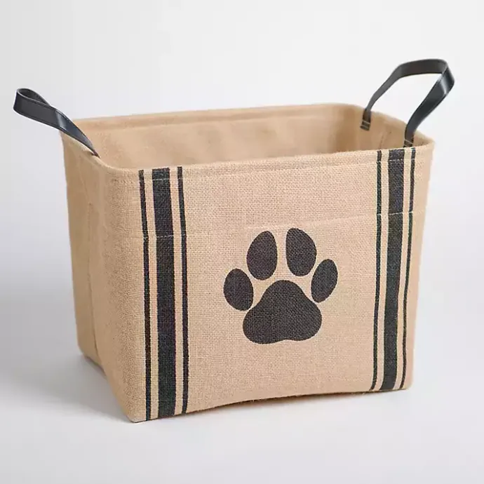 Outlet Kirklands Home Black and Paw Jute Storage Bin Tan
