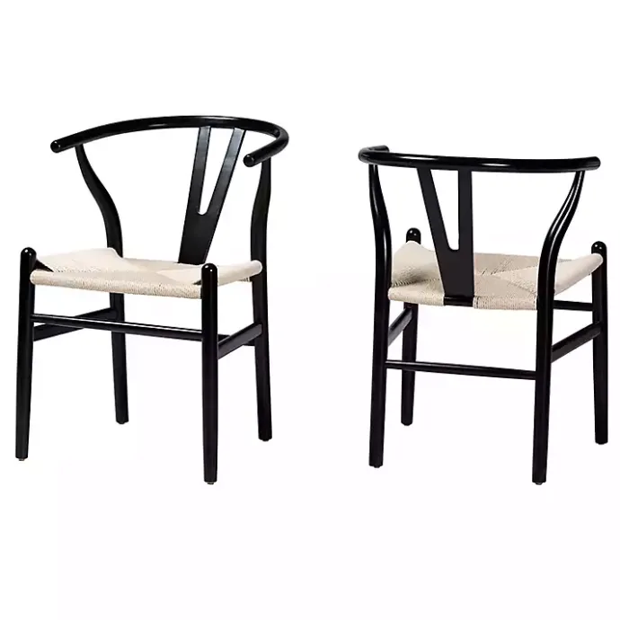 Outlet Kirklands Home and Tan Wishbone Dining Chairs, Set of 2 Black