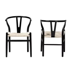 Outlet Kirklands Home and Tan Wishbone Dining Chairs, Set of 2 Black