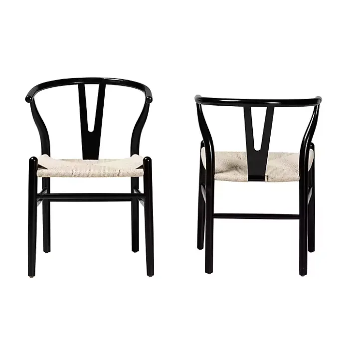 Outlet Kirklands Home and Tan Wishbone Dining Chairs, Set of 2 Black