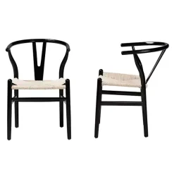 Outlet Kirklands Home and Tan Wishbone Dining Chairs, Set of 2 Black