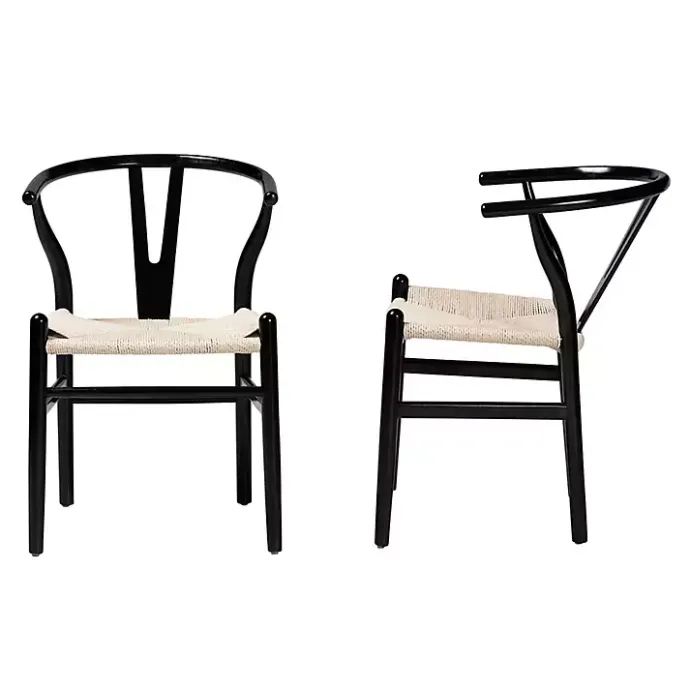 Outlet Kirklands Home and Tan Wishbone Dining Chairs, Set of 2 Black