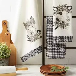 Online Kirklands Home Black and White Animal Kitchen Towels, Set of 3