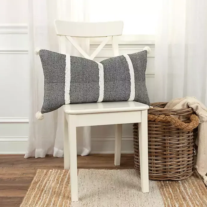 Best Kirklands Home and White Artisanal Stripes Lumbar Pillow Black