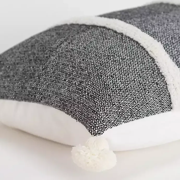 Best Kirklands Home and White Artisanal Stripes Lumbar Pillow Black