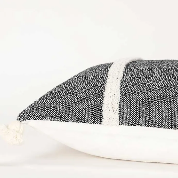 Best Kirklands Home and White Artisanal Stripes Lumbar Pillow Black