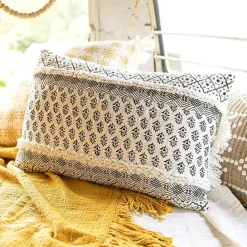 Clearance Kirklands Home Black and White Boho Print Lumbar Pillow