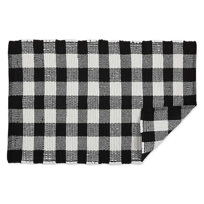 Clearance Kirklands Home and White Buffalo Check Accent Rug Black