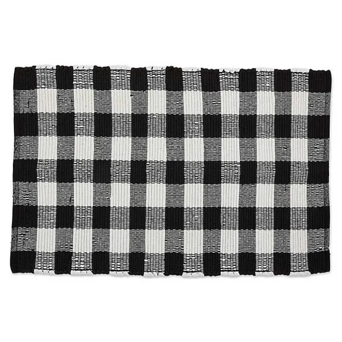 Clearance Kirklands Home and White Buffalo Check Accent Rug Black