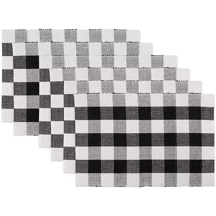 Best Kirklands Home and White Buffalo Check Placemats, Set of 6 Black