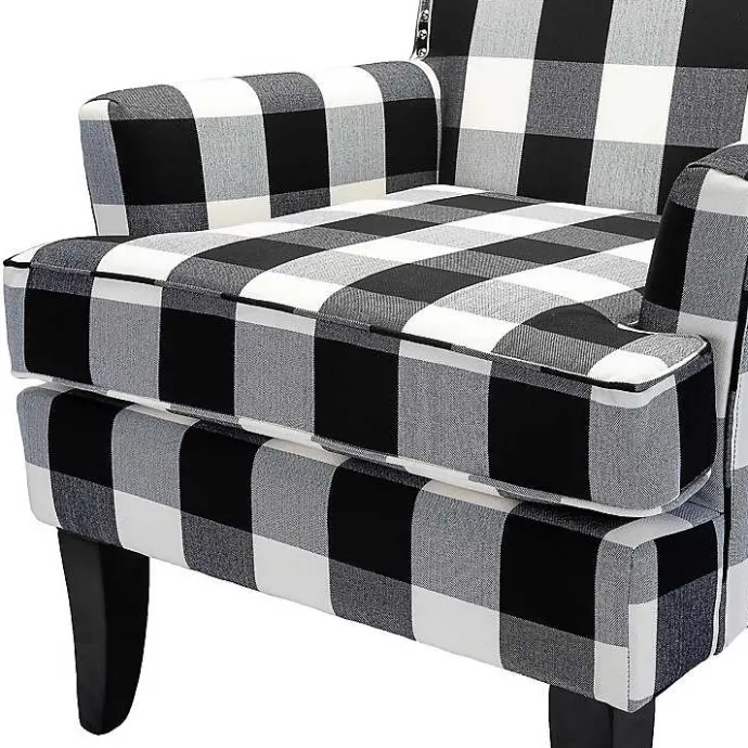 Best Kirklands Home Black and White Buffalo Check Armchair