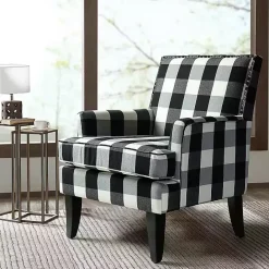 Best Kirklands Home Black and White Buffalo Check Armchair