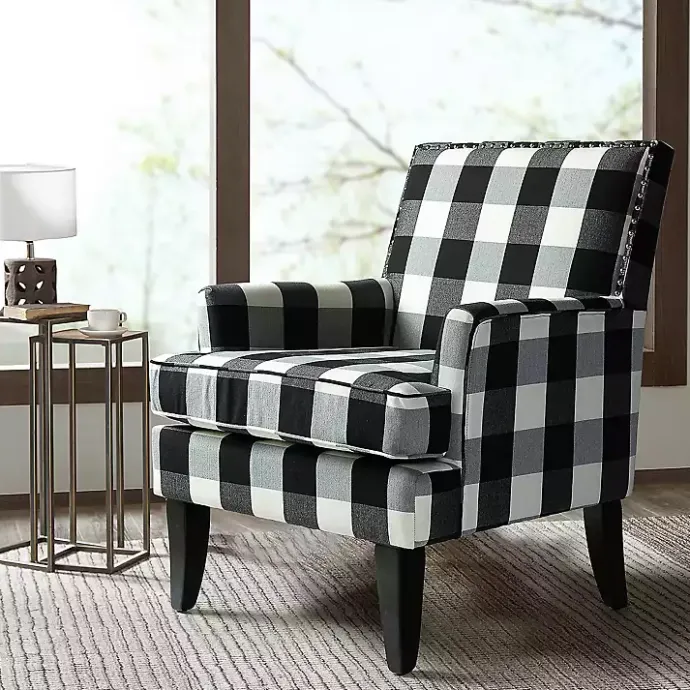 Best Kirklands Home Black and White Buffalo Check Armchair
