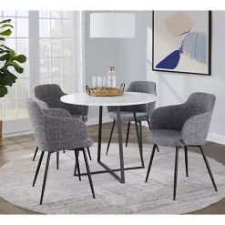 Sale Kirklands Home Black and Canary Cosmo Round Dining Table White