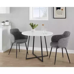Sale Kirklands Home Black and Canary Cosmo Round Dining Table White