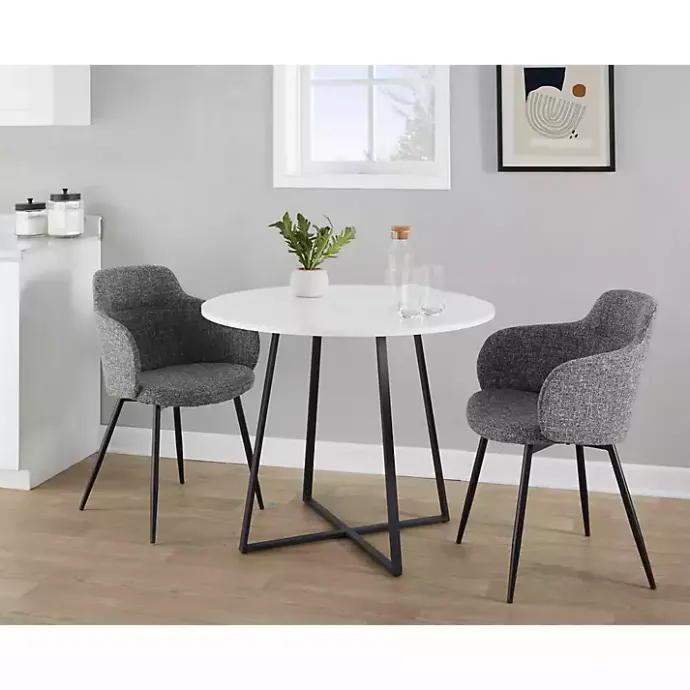 Sale Kirklands Home Black and Canary Cosmo Round Dining Table White