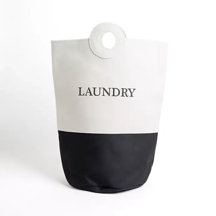 Outlet Kirklands Home Black and White Canvas Laundry Basket