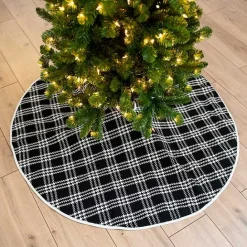 New Kirklands Home Black and White Check Christmas Tree Skirt