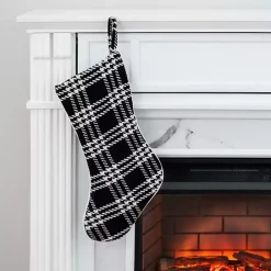 Online Kirklands Home Black and White Checkered Christmas Stocking