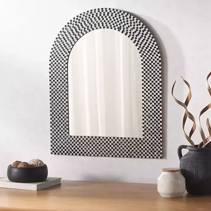 Best Kirklands Home Black and White Checkered Arch Wall Mirror