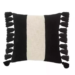 Sale Kirklands Home Black and White Cotton Throw Pillow with Tassels