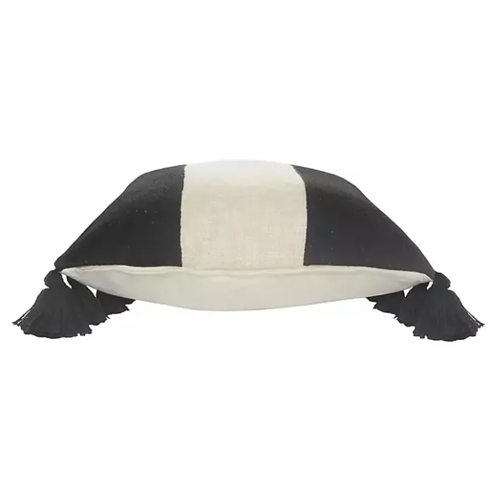 Sale Kirklands Home Black and White Cotton Throw Pillow with Tassels